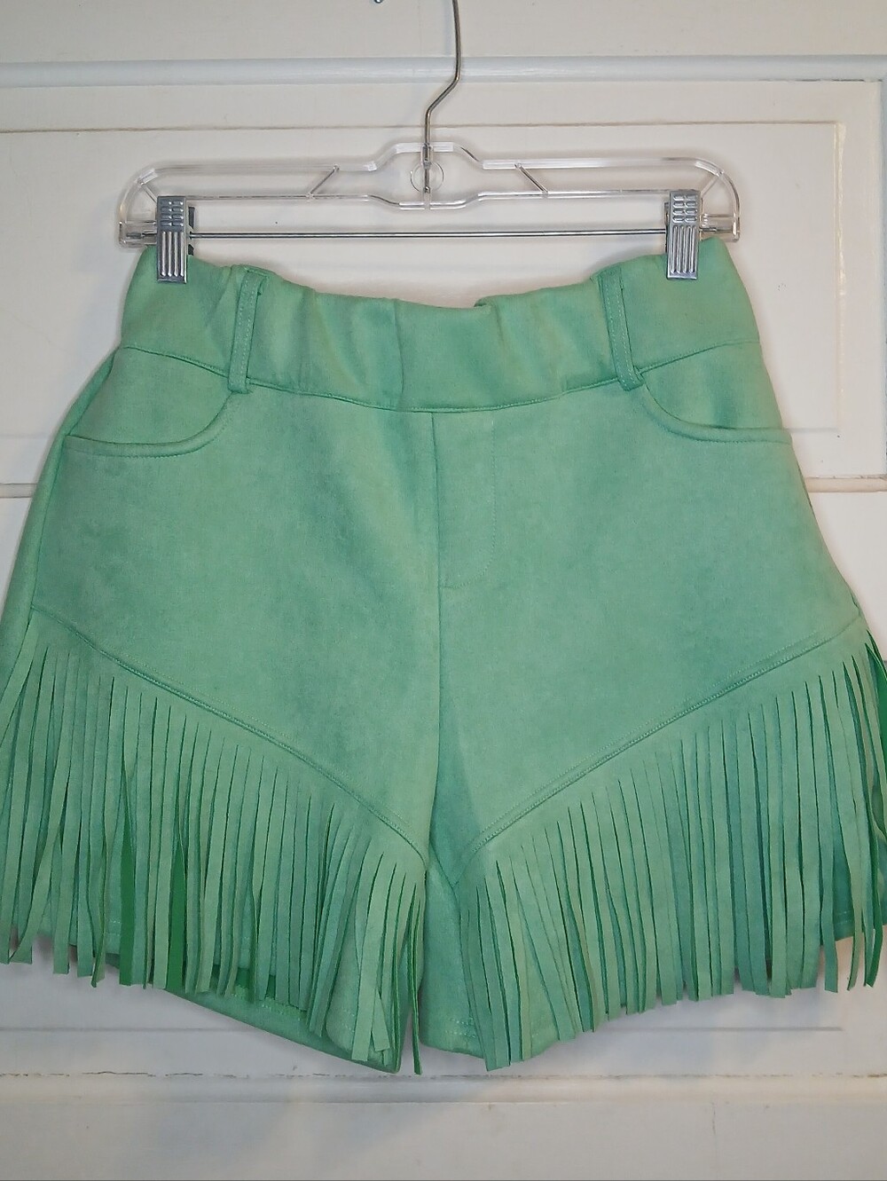 Crazy Train XXL Mint Fringe Western Faux Suede Shorts Womens Pull On Boho